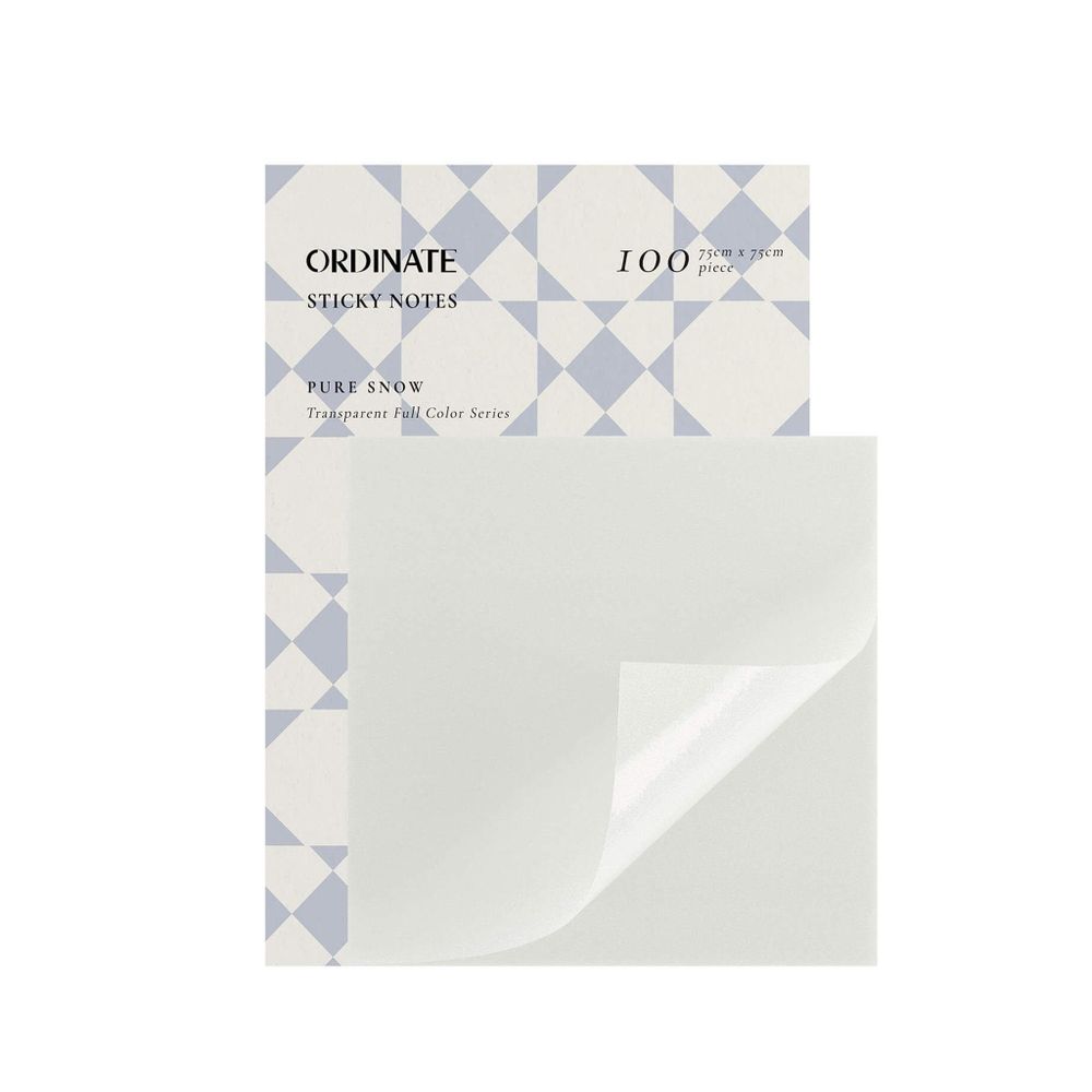 Ordinate Pure Snow Durchsichtige Transparent Sticky Notes Pastell | Bunte Haftnotizen | 75mm Farbige Notizblöcke | Notizzettel Büroartikel | 50pc