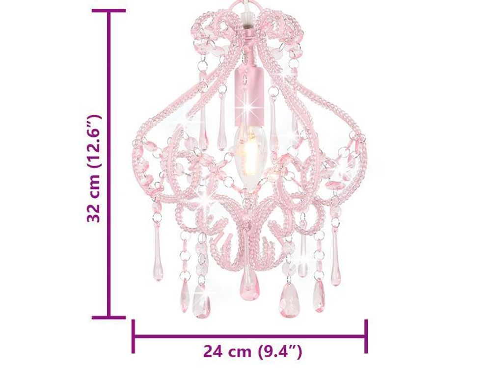 vidaXL Deckenleuchte mit Perlen Rosa Rund E14