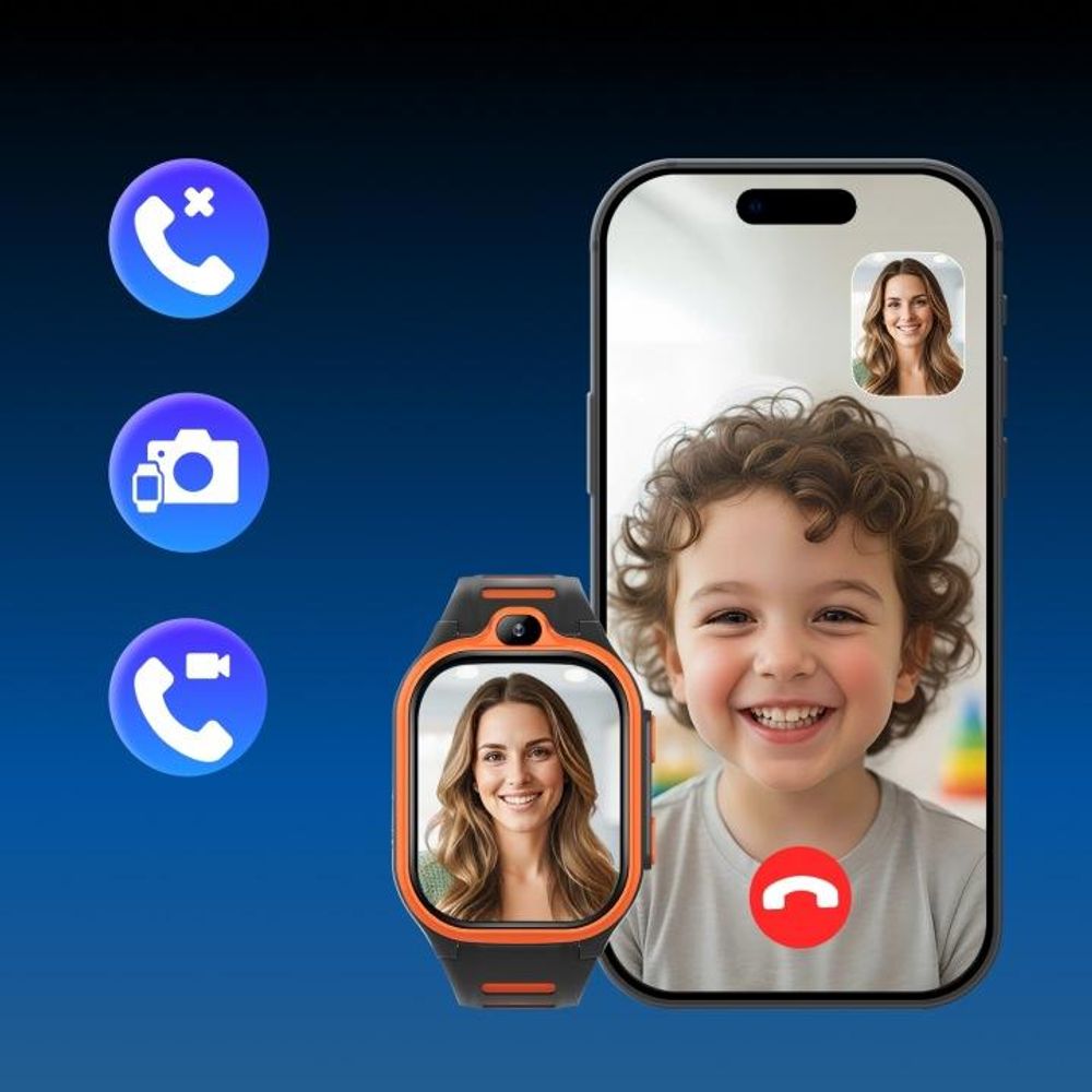 Smartwatch Forever GPS WiFi 4G Kids Boost KW-530 Orange Android KI SOS IPS 2,0" nanoSIM 2 Mpx G-Sensor IP67 GeoFencing Videoanruf 800 mAh