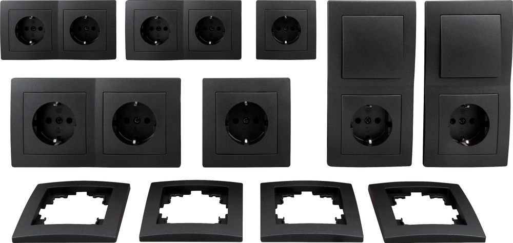 Schalter und Steckdosen Set McPower Flair Niveau 23-teilig anthrazit