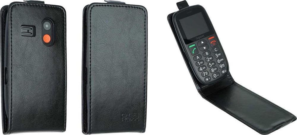 caseroxx Schutz Tasche Hülle Flip Cover kompatibel mit Gigaset GL395, Smartphone Tasche Flip Cover in schwarz