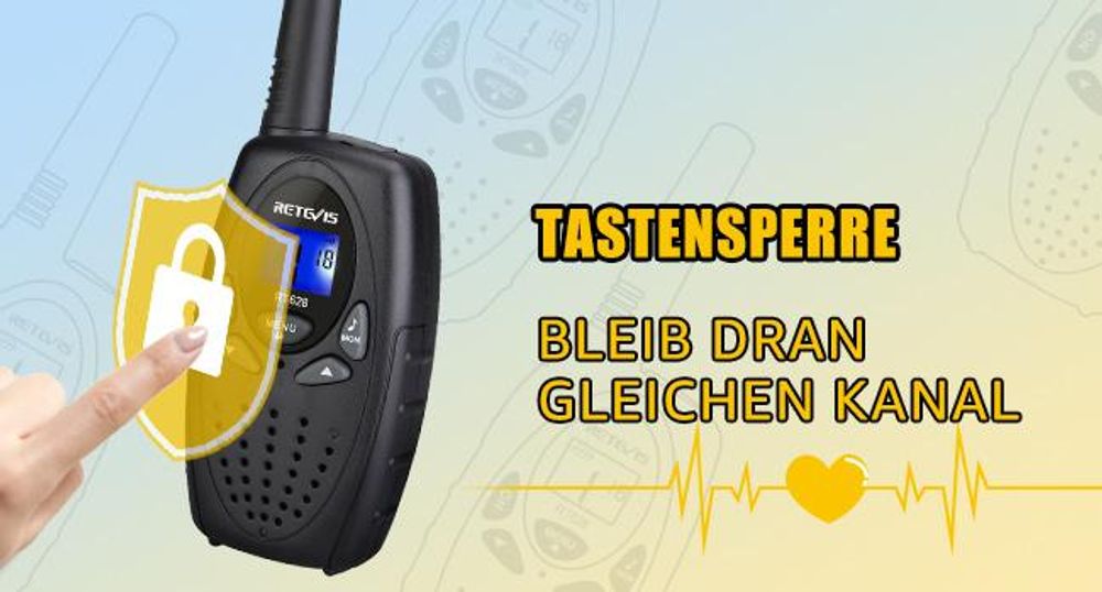 Retevis RT628 Walkie Talkie Kinder, 8 Kanäle VOX LCD Display, Spielzeug, Geschenke für Kinder, für Jungen und Mädchen im 4–12 Jahren Camping