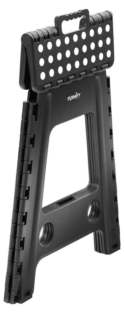FURNIFY® Klapphocker QUICKSTEP Haushaltshocker | Faltbarer Tritthocker Klapptritt | Schwarz