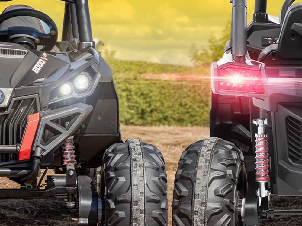 Actionbikes Motors UTV Buggy MX | 4x4 Allrad - Kinder Elektro Auto - 2,4 GHz Fernbedienung - 2 x 12 V Motoren - USB - AUX - Bluetooth (Schwarz)