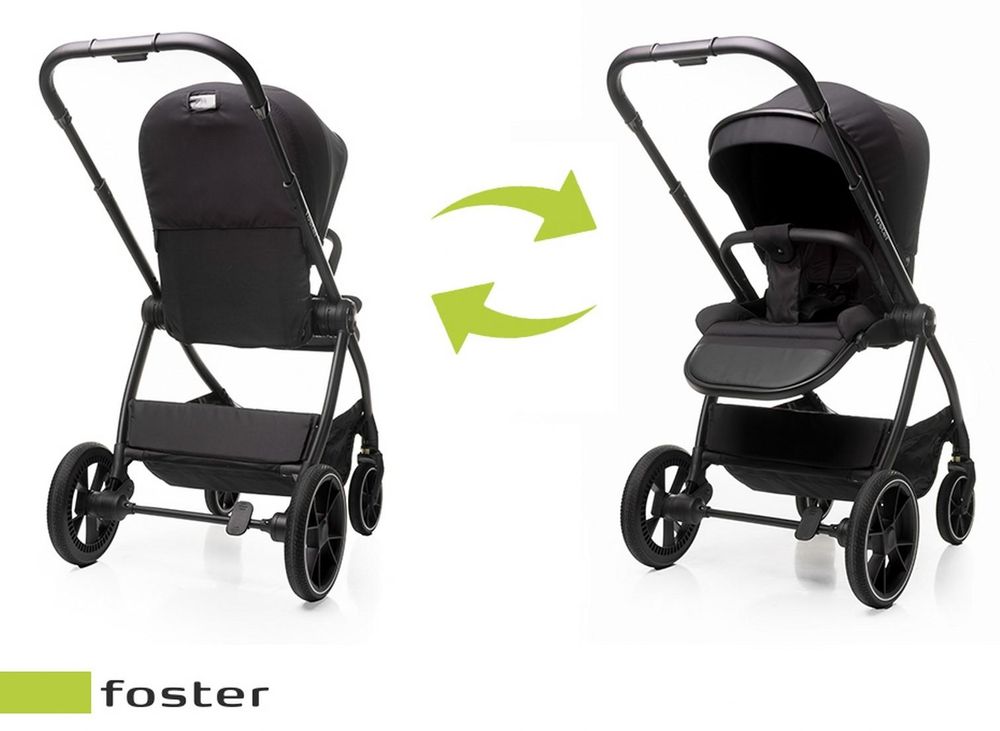 4Baby | Kinderwagen - Buggy Kinderwagen - Schwarz - mit drehbarem Sitz - leichtem Alurahmen, 5-Punkt Gurt, Einkaufskorb - bis zu 22 kg - Foster