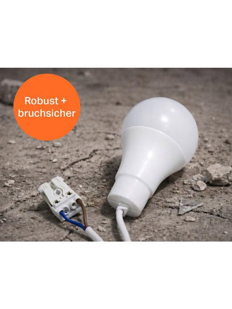 Das Bild zeigt ein LED Leuchtmittel mit eingebautem Kabel.
