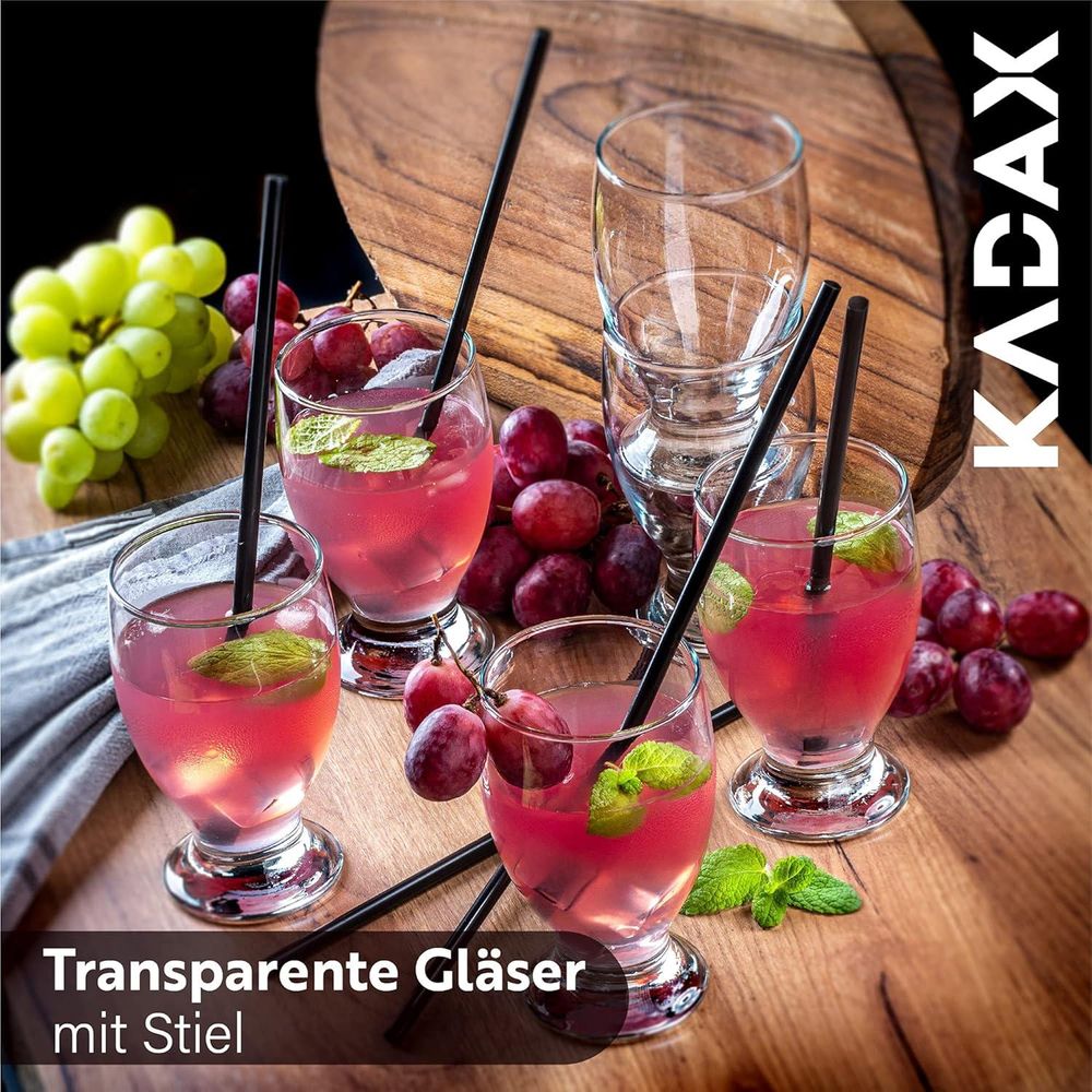 KADAX Wassergläser transparente mit Stiel "Vigana", Saftgläser mit dicken Wänden, 6er Set, 250ml
