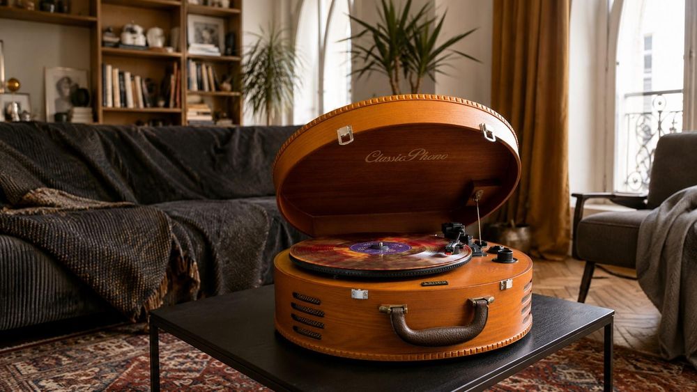 Classic Phono TT-34 - Retro Kofferplattenspieler - USB Anschluss und MP3 Konvertierung - Braun