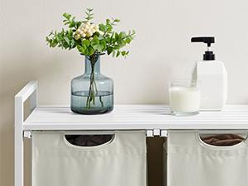 VASAGLE Wäschekorb 2 Fächer, mit Ablage, ausziehbar abnehmbar,  2 x 46 L
