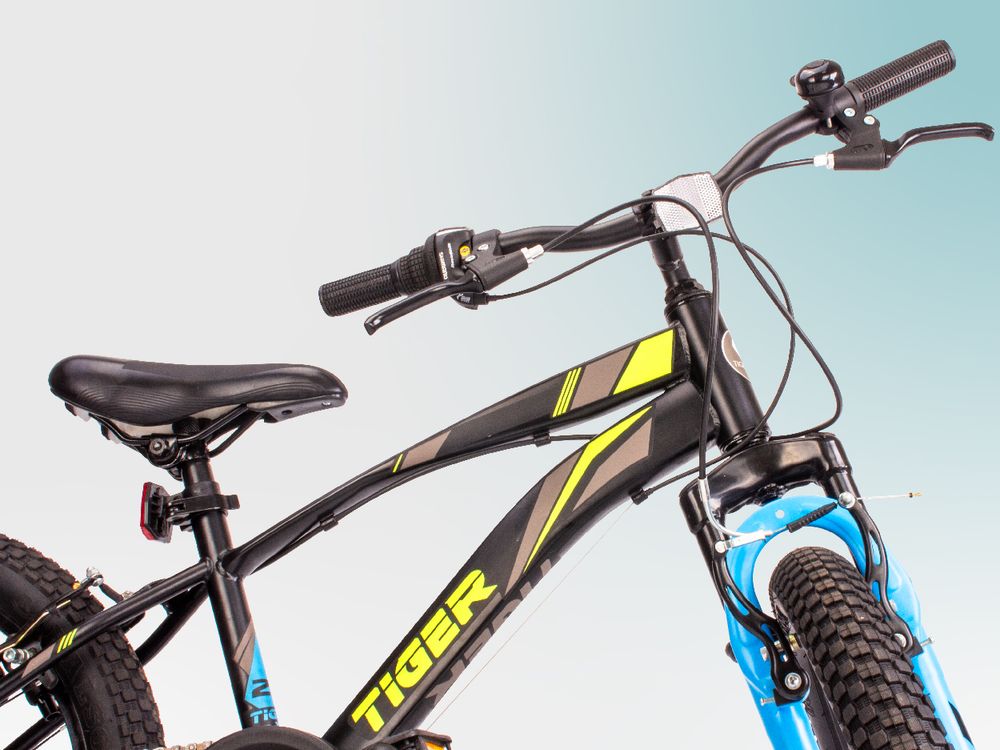 Sun baby Jungenfahrrad 20 Zoll Radgröße Kinderfahrrad Tiger Bike Jungen, zur Auswahl 6 Gang Shimano, von 6 bis 10 Jahre verstellbare (Schwarz Grün Blau)