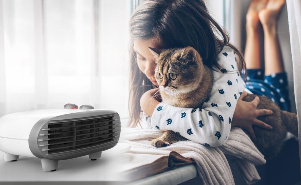 Brandson Heizlüfter 2000W, einstellbares Thermostat, Überhitzungsschutz, Automatische Abschaltung, 3 Leistungsstufen, Weiß/Silber