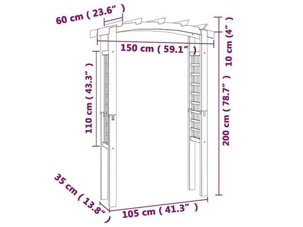 vidaXL Gartenbogen 150x60x210 cm Holz