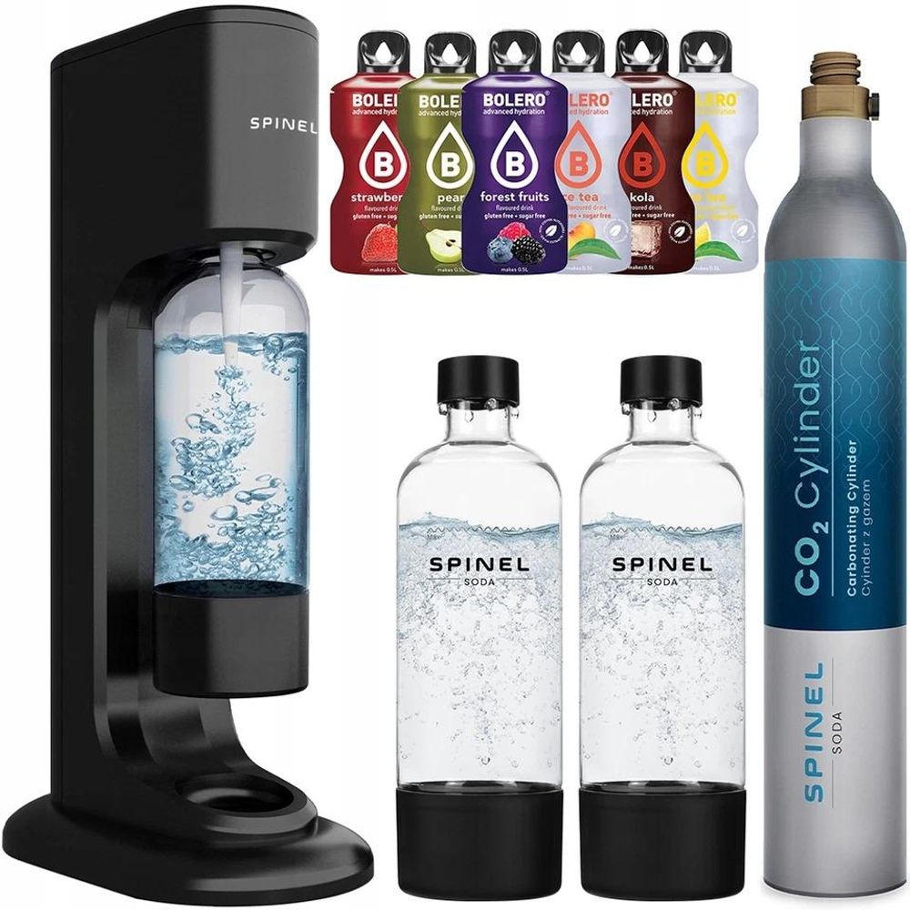 Spinel Soda BubbleON Wassersprudler Set mit 2 Flaschen 6x Bolero CO2