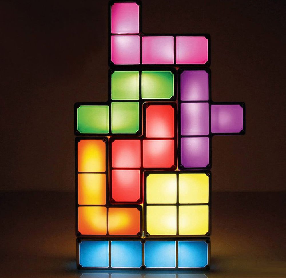 Tetris Lampe Stapelbare LED Tischleuchte Retro Stimmungslicht Bausteine Nachtlicht Kultige Gamer Deko Leuchte für Schreibtisch & Zimmer
