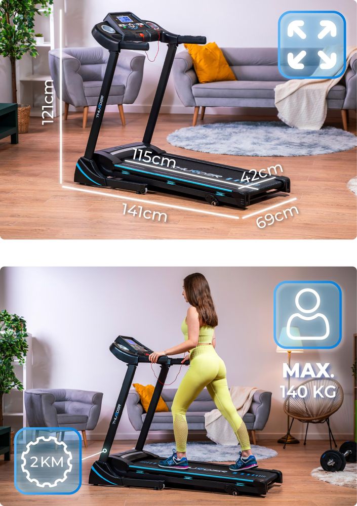 Laufband Thunder ICON BLACK 115x42cm 17km/h FitShow klappbar Bluetooth