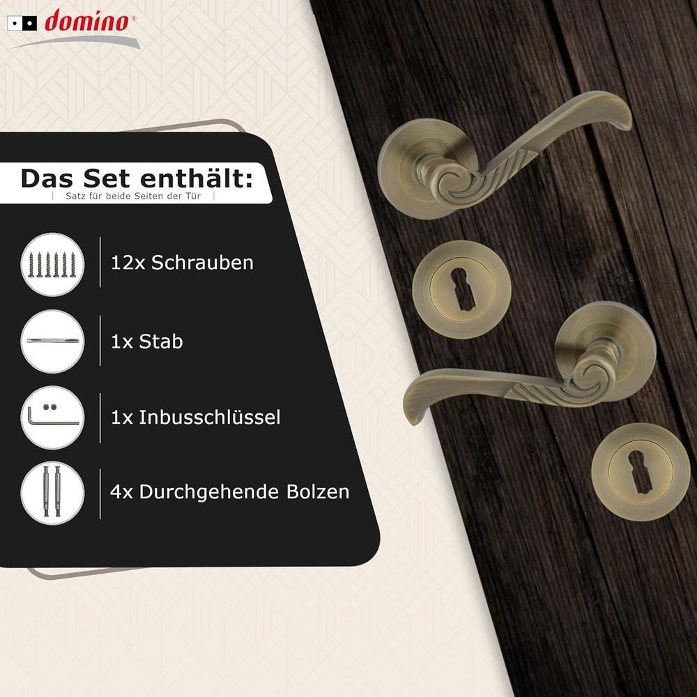 DOMINO Türgriff Drückergarnitur BB-Buntbart Set | Rund BB Rosette | Zimmertür, Bürotür, Kellertür & Innentür  | Aluminium | Bronze | CASABLANKA-R M3 |