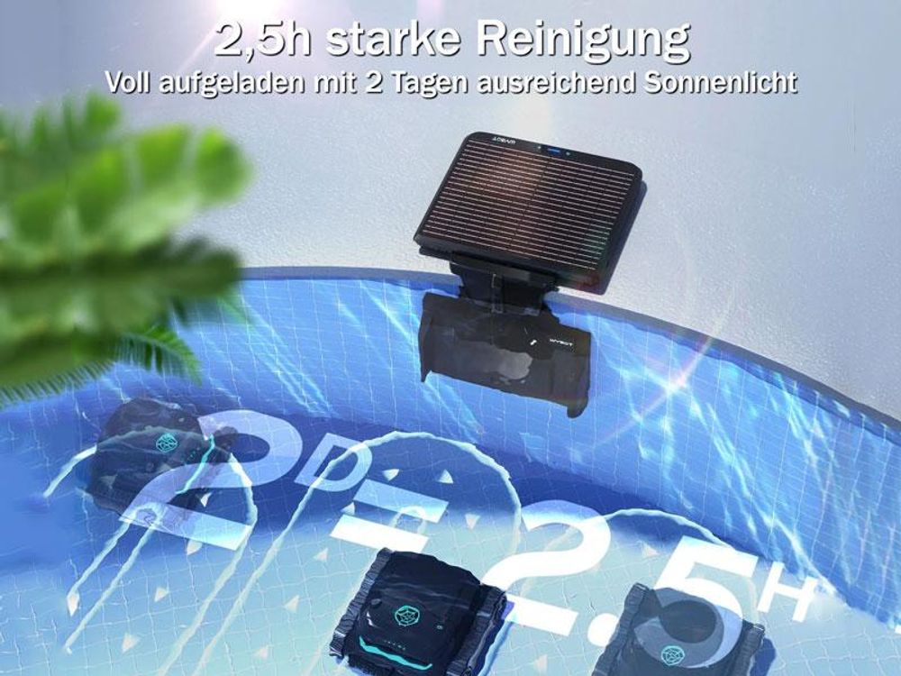 Wybot Poolroboter S2 Solar Kabellos App Boden Wand Wasserlinie