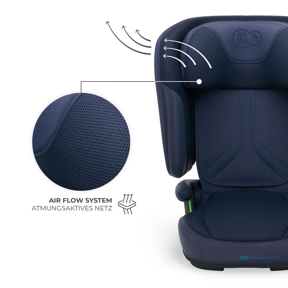 Kinderkraft UNITY 2 Kindersitz 100–150 cm, 15–36 kg, klappbar, ISOFIX, SPS+ & H-GUARD, Schlafposition, AIR FLOW, ergonomische Armlehnen, navy blau