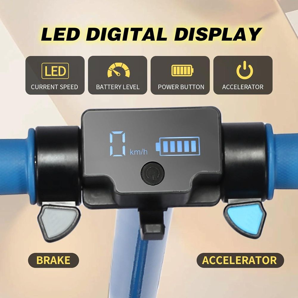 KXQ-EPRO Elektroscooter Kinder Klappbar Elektroroller Blau Kinderroller Für Kinder und Jugendliche 130W Motor,14 km/h,5-8 km Reichweite E-Scooter