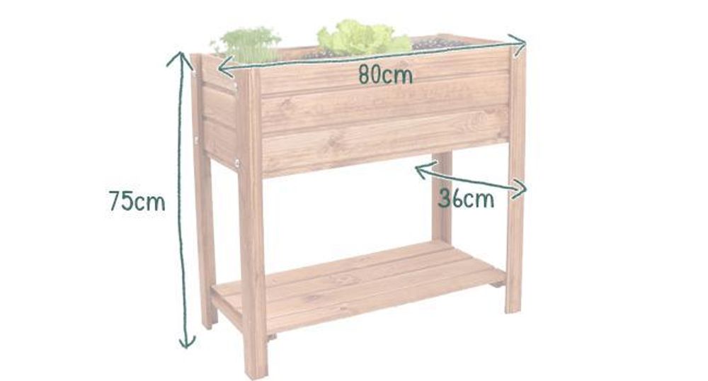 Fepro® Holz-Hochbeet 63L mit Ablage & Vlies – Blumenkasten wetterfest 80x75x36 cm, Pflanzkasten für Garten, Terrasse & Balkon