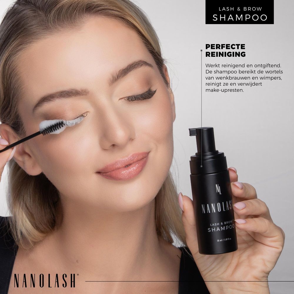 Shampoo voor wimpers en wenkbrauwen Nanolash 50 ml - shampoo voor wimperextensions, schuimshampoo voor wimperverlenging