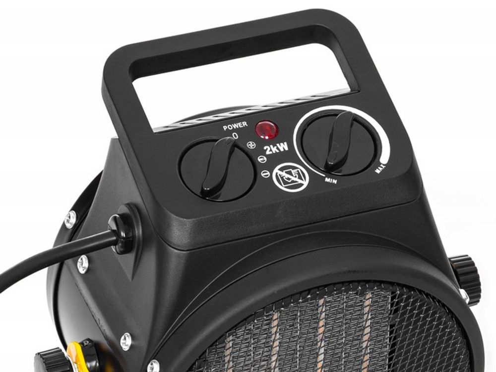 Lehmann Heizlüfter 2000 W mit 3 Heizstufen | mobile Elektro-Heizung mit Thermostat | Keramik Heizstrahler für Werkstatt, Garage, Haus, Baustelle
