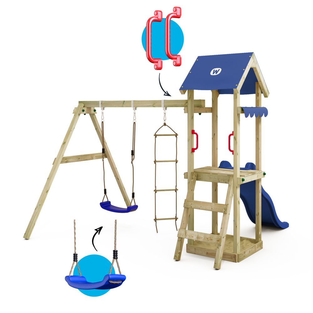 Spielturm Wickey TinyCabin mit Schaukel und Sandkasten in Blau