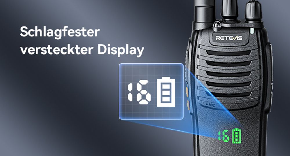 Retevis H777H Funkgeräte, Verstecktes Display mit LED, EIN-klick-Pairing, USB-C, VOX, Walkie Talkie Set für Schule, Hersteller (10 Stück, Schwarz)