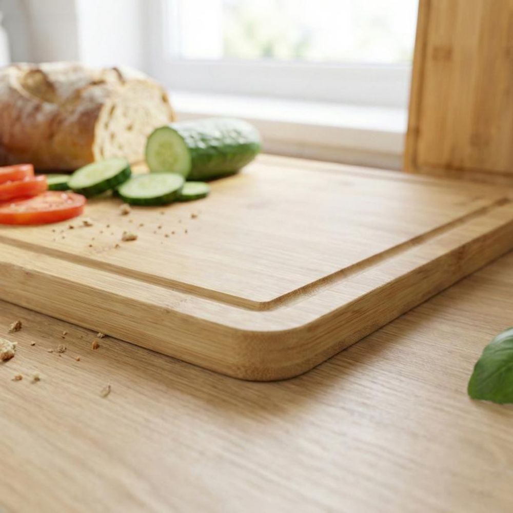 WELLHAUS 3er-Set rutschfeste Schneidebretter aus Holz XL L S – Küchenbrett für Fleisch, Gemüse und Obst 34 x 22, 30 x 20, 20 x 15 cm