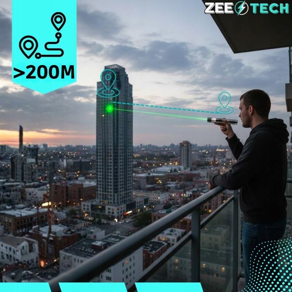 Grüner Laserpointer, starker Laser, 200 m Reichweite, USB-C Aufladung