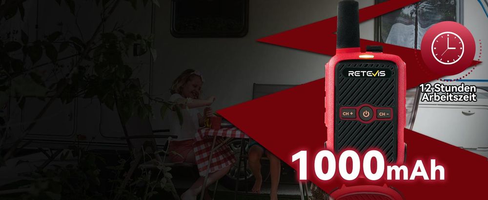 Retevis RT15 KInder Walkie Talkie, PMR Funkgeräte, 1000 mAh Li-on Akku, VOX, Mini, Walkie Talkie Aufladbar für Familienausflüge, Wandern, Camping