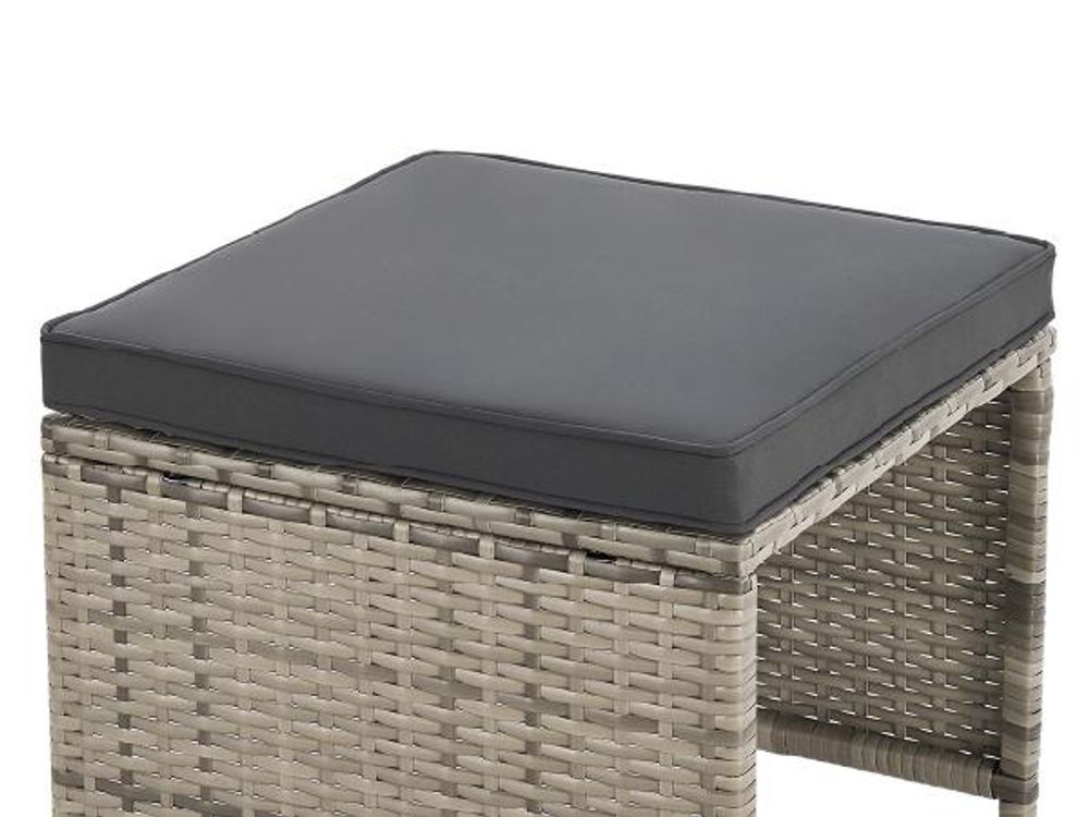 Juskys Polyrattan Gartenmöbel Sitzgruppe Turin Set 6 teilig - Outdoor Möbel grau-meliert