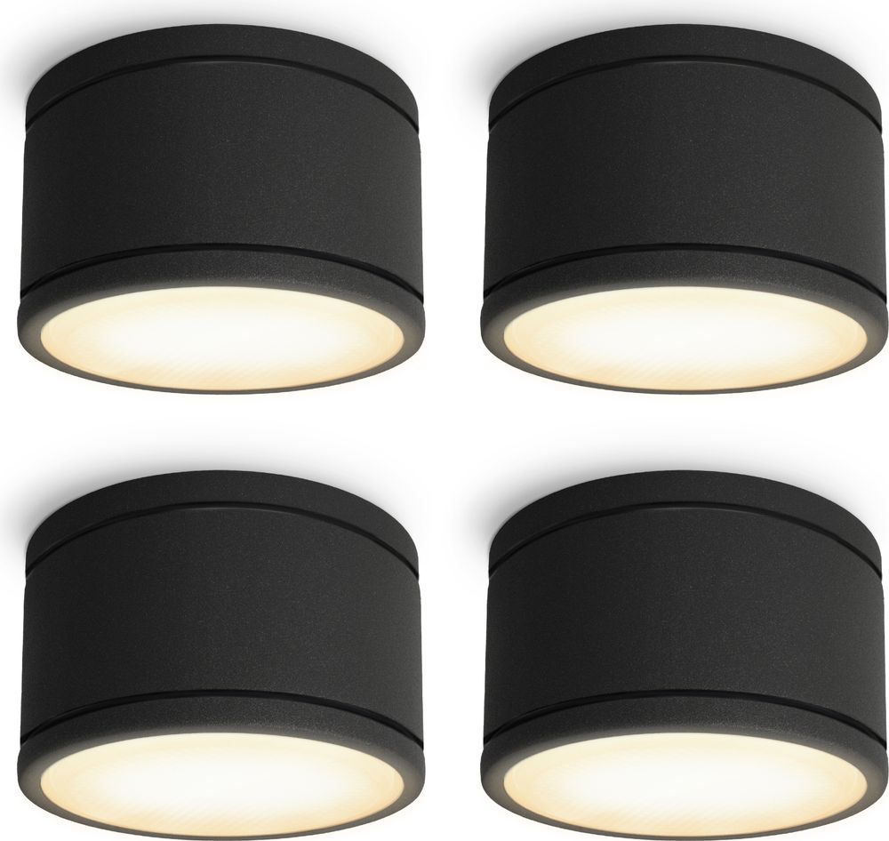 SSC-LUXon CELI-WX Aufbauleuchte Bad schwarz - inkl. LED Birne GX53 6W drei einstellbaren Lichtfarben 3CCT - IP44 Deckenlampe Badezimmer