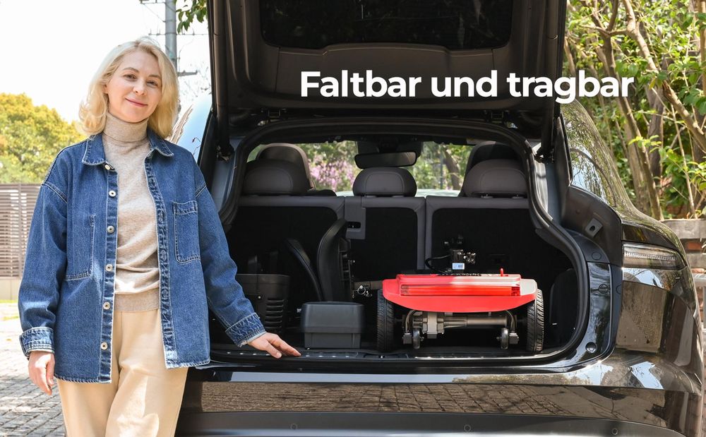 S2 Senioren-Elektromobil, 250W, 12Ah, Traglast bis 136 kg, 9-Zoll-Vollgummireifen, intelligente elektromagnetische Bremse, schwarz