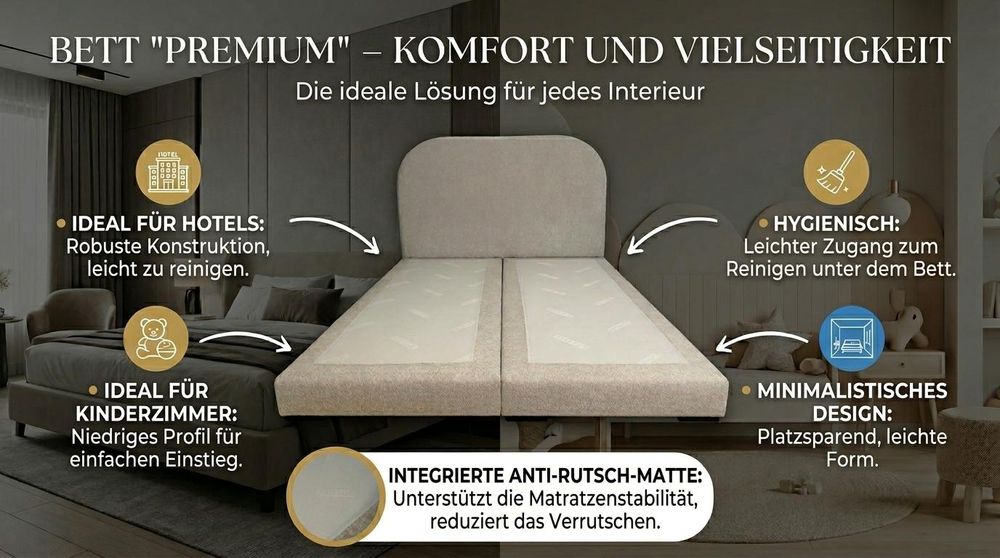 Polsterbett LEON 2 mit Kopfteil, modernes gepolstertes Bett in 140 x 200 cm Farbe: Schwarz