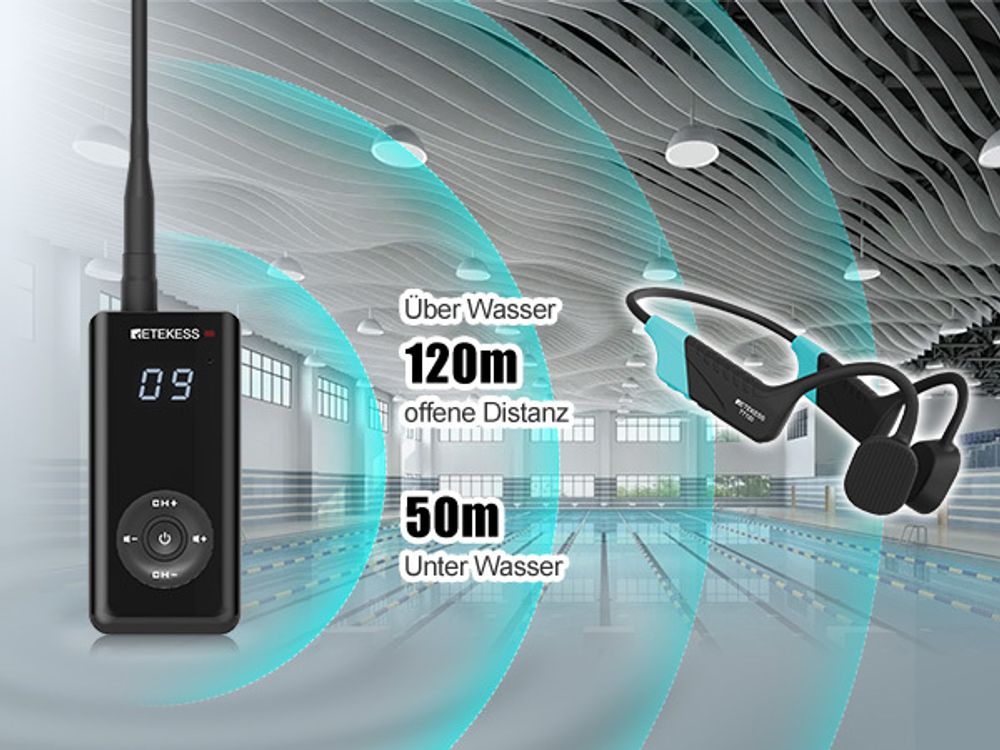 Retekess TT120 Schwimmtrainings-Kommunikationssystem Trainer-Sender und Schüler-Empfänger für den Schwimmsport