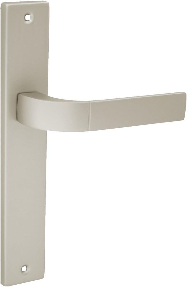 DOMINO Türgriff Blind Drückergarnitur | Langschildgarnitur | Türklinke für Zimmertür, Bürotür, Kellertür & Innentür | L-Form Türbeschläge aus Aluminium | Satin Nickel Velvet Türdrückergarnitur | FOKUS M91