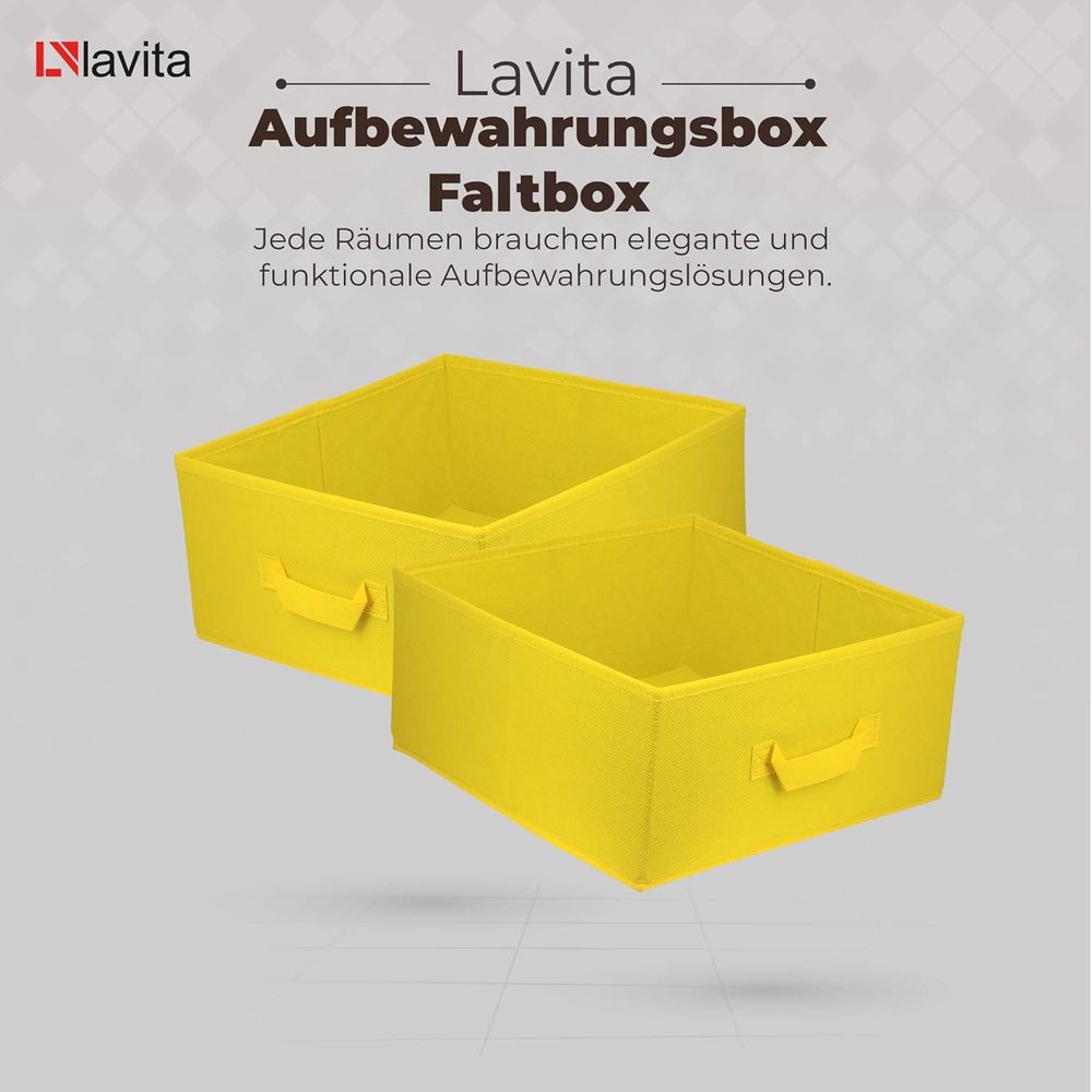 Lavita Storage Box | faltbare Aufbewahrung Boxen 31 x 31 x 15 cm | Schubladen-Organizer Box| Ordnungssysteme für Kleidung | Kleideraufbewahrung & Organisation | Gelb | 1 stück