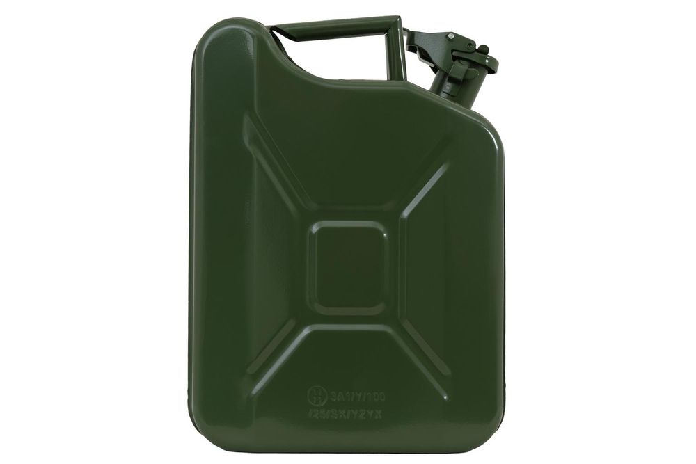 HERMON Metallkanister 10 l, grüner Benzinkanister für Auto und Garten