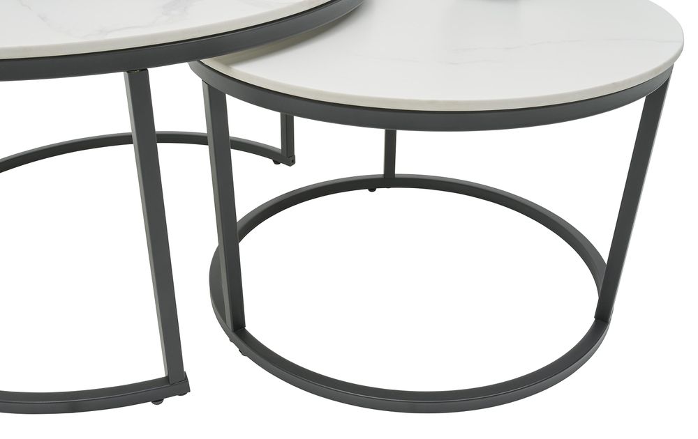 Couchtisch "Gino" – 2er Set Wohnzimmertische mit Keramikplatte und Metallgestell