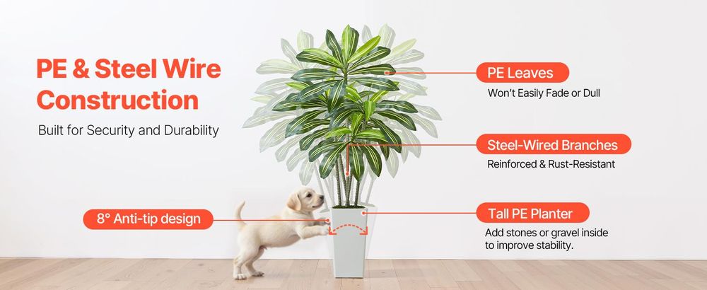 VEVOR Künstlicher Dracaena-Baum, 1,52 m, Drachenbaum, Tropische Pflanzen mit wei