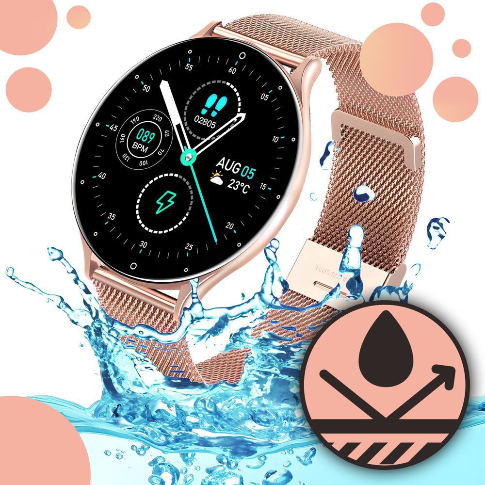 Smartwatch Smart Watch 45mm DT-88 Armbanduhr mit Touchscreen Sport Band Fitness Armband Black Watch Geschenk Call Android iOS Herren Damen Rosa Retoo