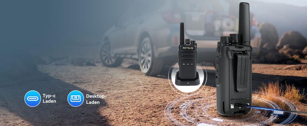 Retevis RT668B Funkgerät, PMR446 Walkie Talkie mit Ohrhörer für Erwachsene, VOX, 16 Kanäle, CTCSS/DCS, für Camping