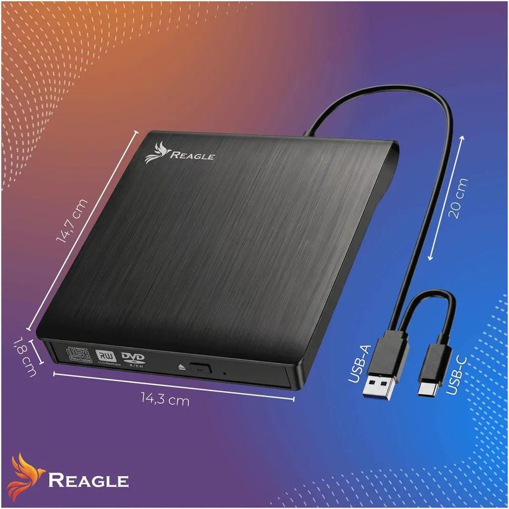 Reagle RCD4 technische Daten externes CD DVD Laufwerk USB 3.2 USB-C