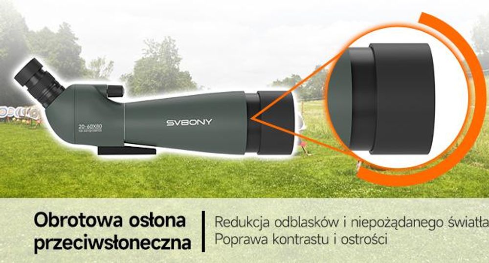Svbony SV28 Lunety obserwacyjne, 20-60x80 mm, lornetka BAK4 ze statywem, uniwersalny adapter do smartfona dla fotografów przyrody w plenerze