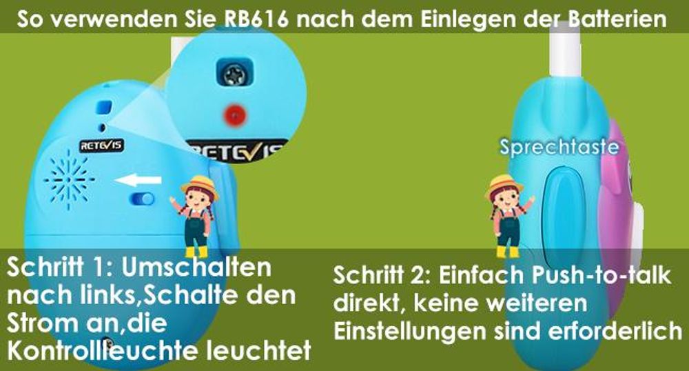 Retevis RB616 Walkie Talkie Kinder, Spielzeug Cartoon Stil,