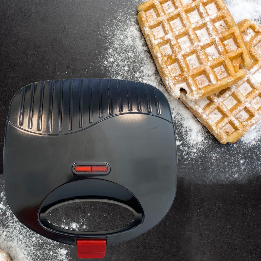Waffeleisen Waffelautomat Waffeltoaster für 2 Belgische Waffeln Wafflemaker Doppelwaffeleisen 750 Watt 220 V Schwarz Retoo