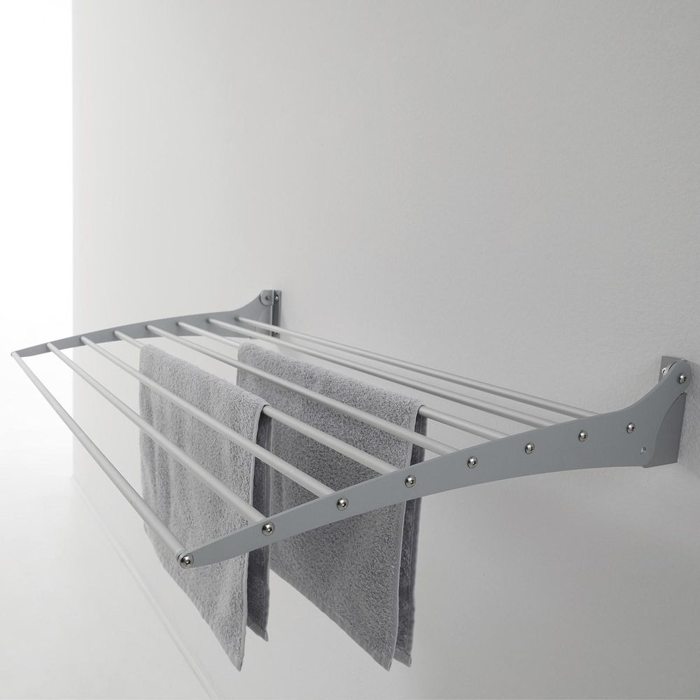 Wand Wäscheständer, Wäscheständer für Wände, verschließbar Wäscheleine für drinnen und draußen in Aluminium und Stahl, Foxydry Fold 100 cm