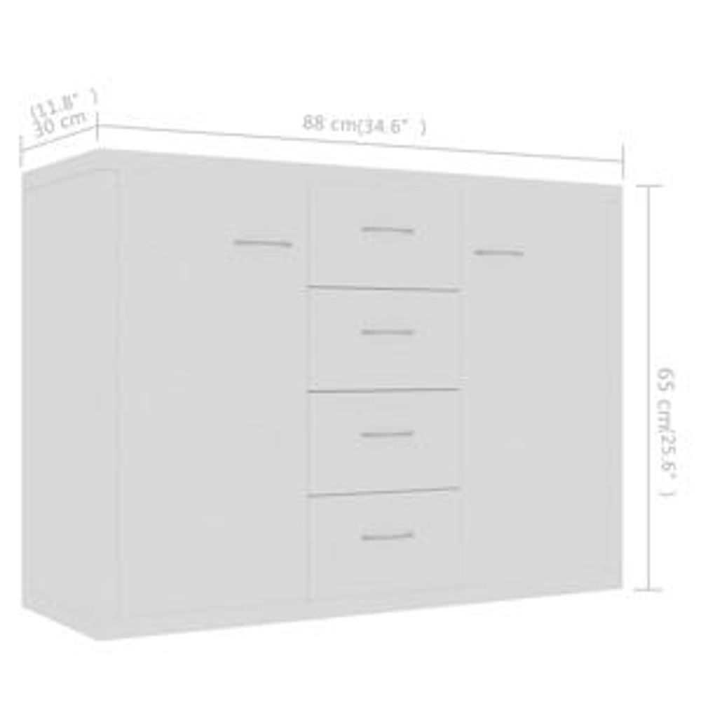 vidaXL Sideboard Weiß 88x30x65 cm Holzwerkstoff