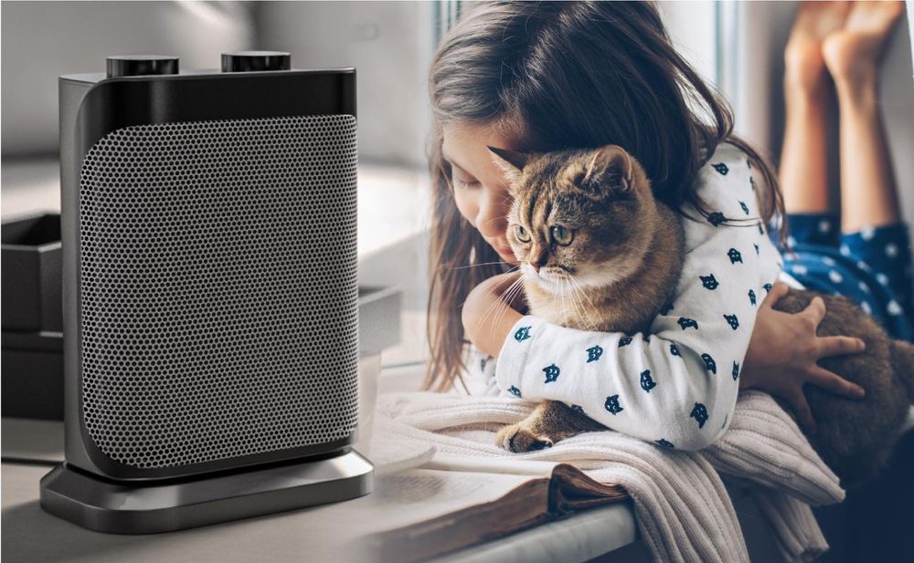 Brandson Keramikheizlüfter 1500W, Keramik Heizlüfter 2 Leistungsstufen, Überhitzungsschutz, Automatische Abschaltung, Umkippschutz, 40° Oszillation, energiesparend, Schwarz